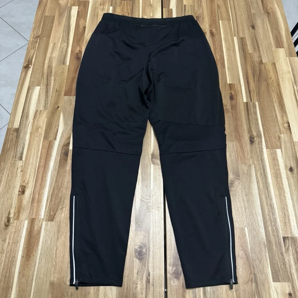 Nike Running Pants Mens M Black Lightweight Ankle Zip Reflective Drawstring